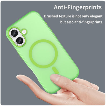 For iPhone 18 MagSafe Frosted Translucent TPU + PC Full Coverage Phone Case - Green - EDA006083730F