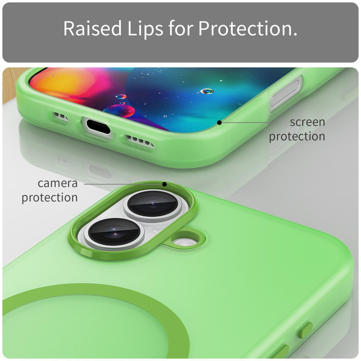 For iPhone 18 MagSafe Frosted Translucent TPU + PC Full Coverage Phone Case - Green - EDA006083730F