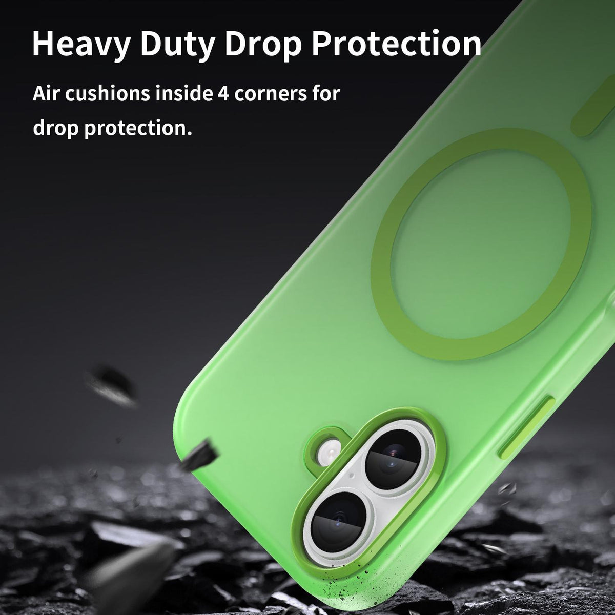 For iPhone 18 MagSafe Frosted Translucent TPU + PC Full Coverage Phone Case - Green - EDA006083730F
