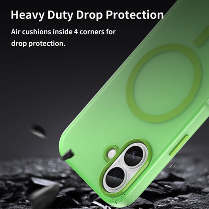 For iPhone 18 MagSafe Frosted Translucent TPU + PC Full Coverage Phone Case - Green - EDA006083730F