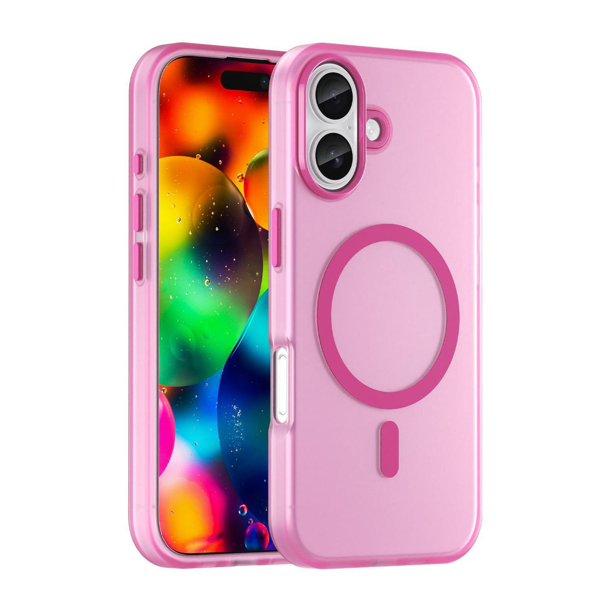 For iPhone 18 MagSafe Frosted Translucent TPU + PC Full Coverage Phone Case - Pink - EDA006083730G