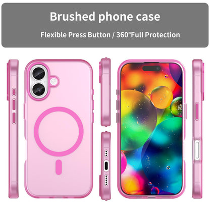 For iPhone 18 MagSafe Frosted Translucent TPU + PC Full Coverage Phone Case - Pink - EDA006083730G