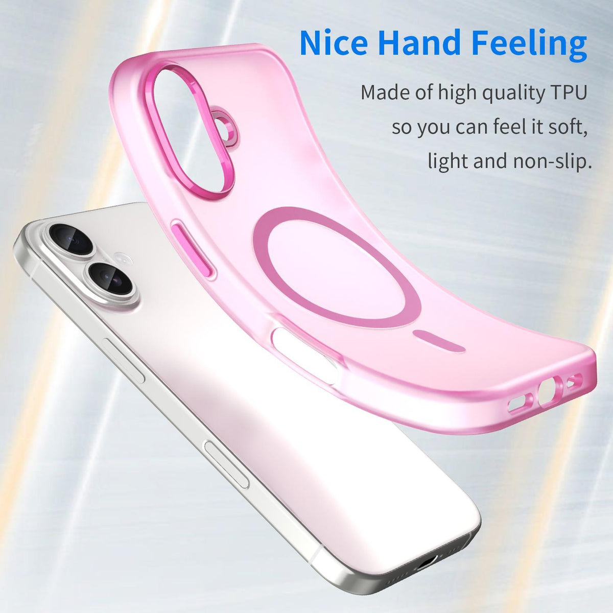 For iPhone 18 MagSafe Frosted Translucent TPU + PC Full Coverage Phone Case - Pink - EDA006083730G