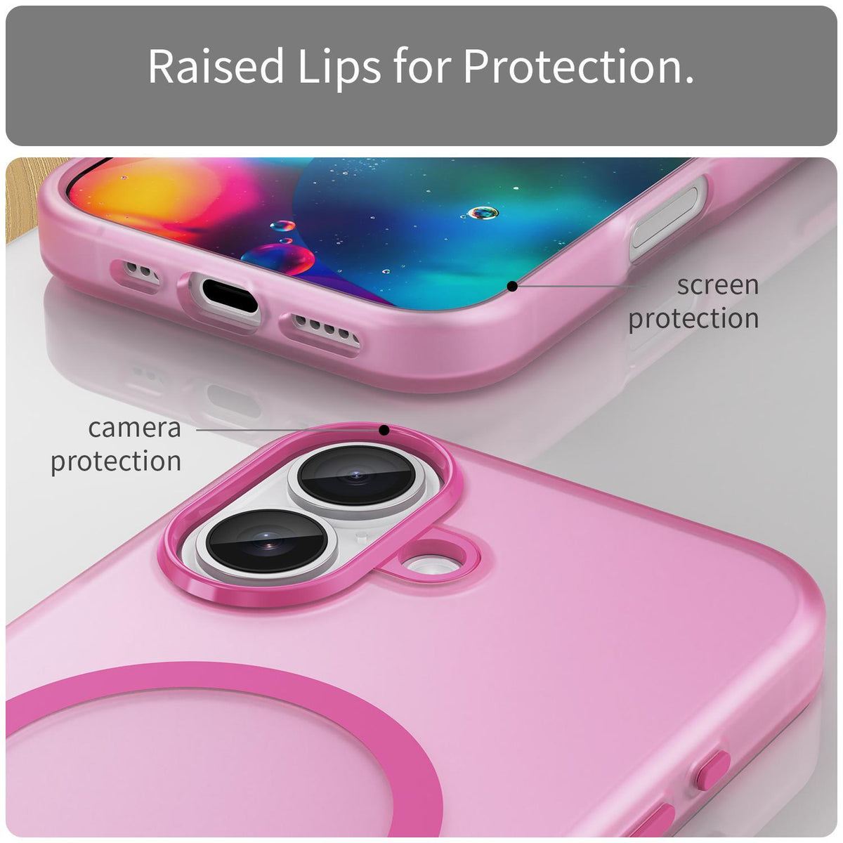 For iPhone 18 MagSafe Frosted Translucent TPU + PC Full Coverage Phone Case - Pink - EDA006083730G