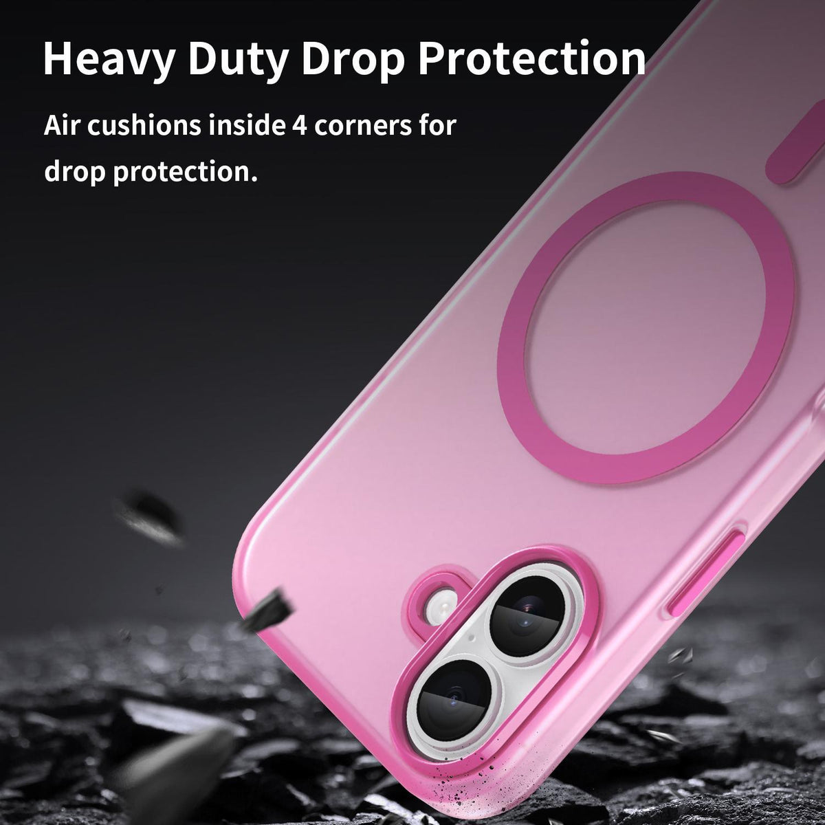 For iPhone 18 MagSafe Frosted Translucent TPU + PC Full Coverage Phone Case - Pink - EDA006083730G