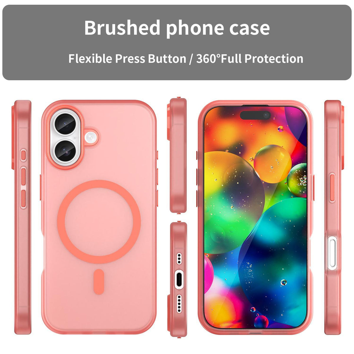 For iPhone 18 MagSafe Frosted Translucent TPU + PC Full Coverage Phone Case - Red - EDA006083730H