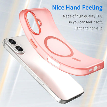 For iPhone 18 MagSafe Frosted Translucent TPU + PC Full Coverage Phone Case - Red - EDA006083730H