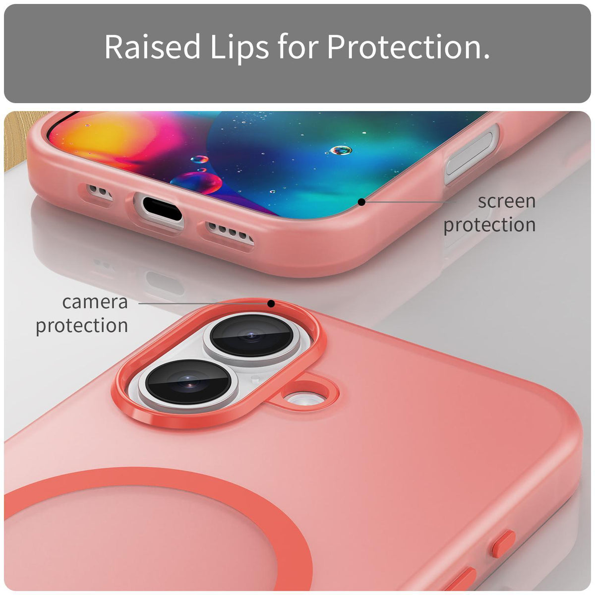 For iPhone 18 MagSafe Frosted Translucent TPU + PC Full Coverage Phone Case - Red - EDA006083730H