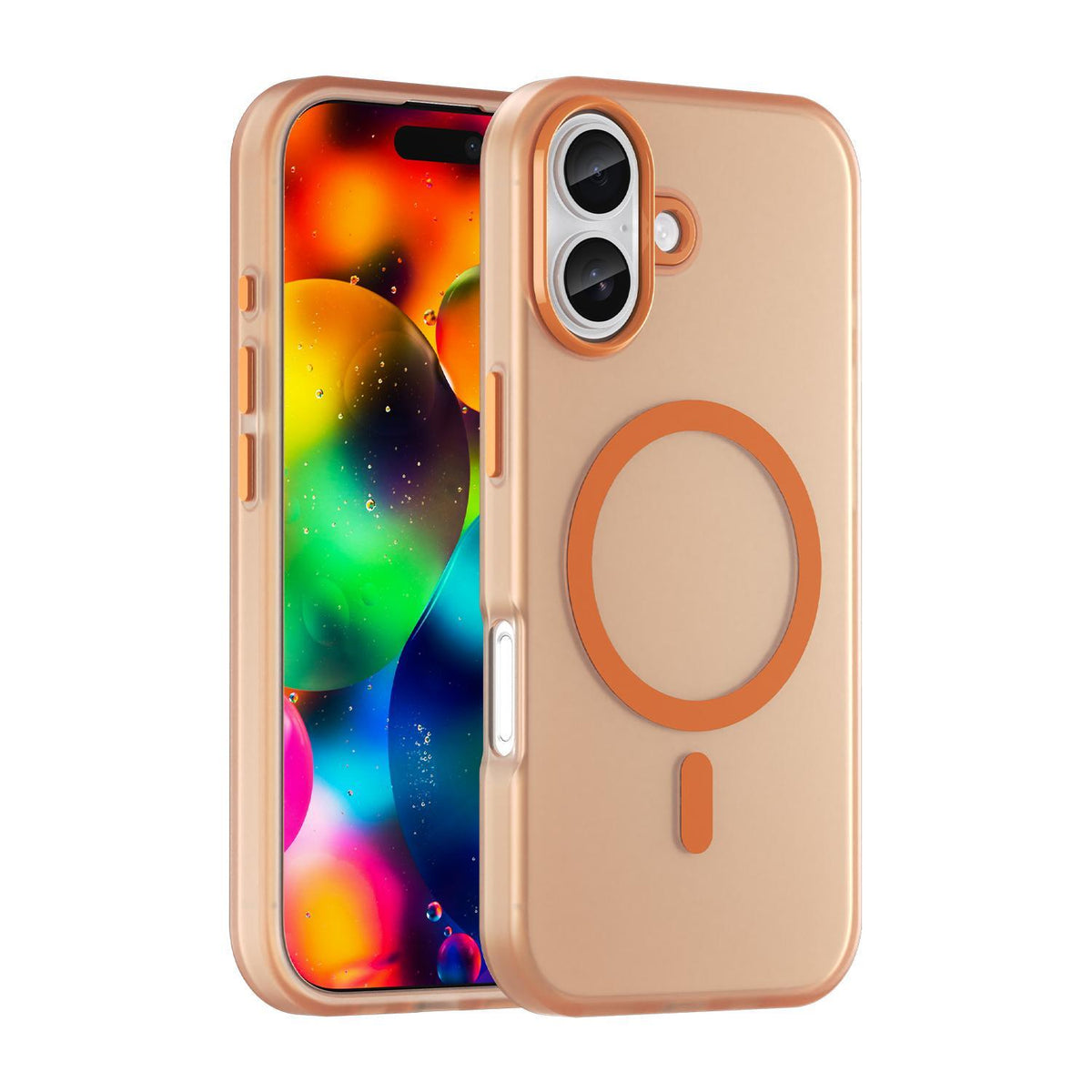 For iPhone 18 MagSafe Frosted Translucent TPU + PC Full Coverage Phone Case - Orange - EDA006083730I