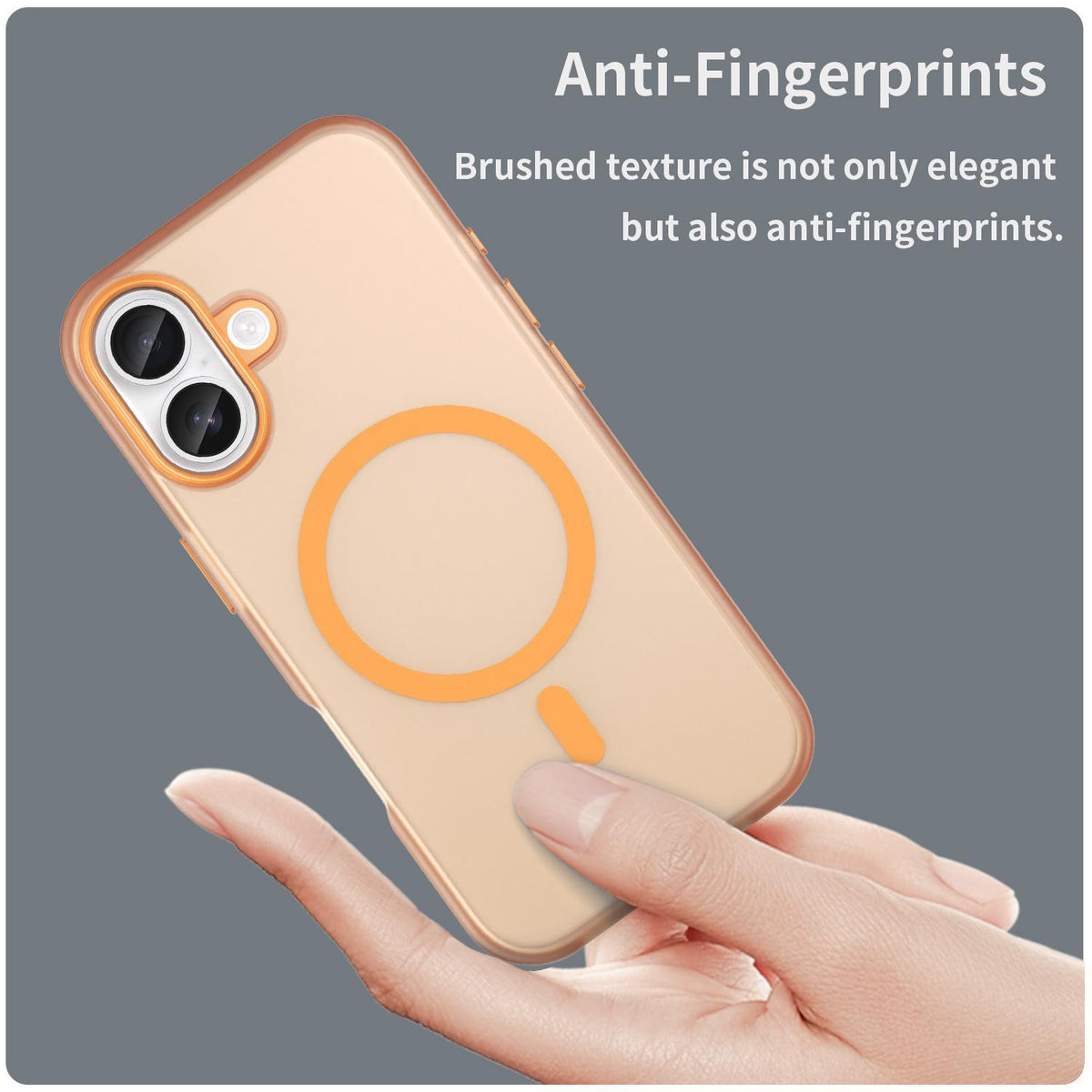 For iPhone 18 MagSafe Frosted Translucent TPU + PC Full Coverage Phone Case - Orange - EDA006083730I