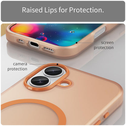 For iPhone 18 MagSafe Frosted Translucent TPU + PC Full Coverage Phone Case - Orange - EDA006083730I