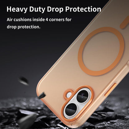 For iPhone 18 MagSafe Frosted Translucent TPU + PC Full Coverage Phone Case - Orange - EDA006083730I