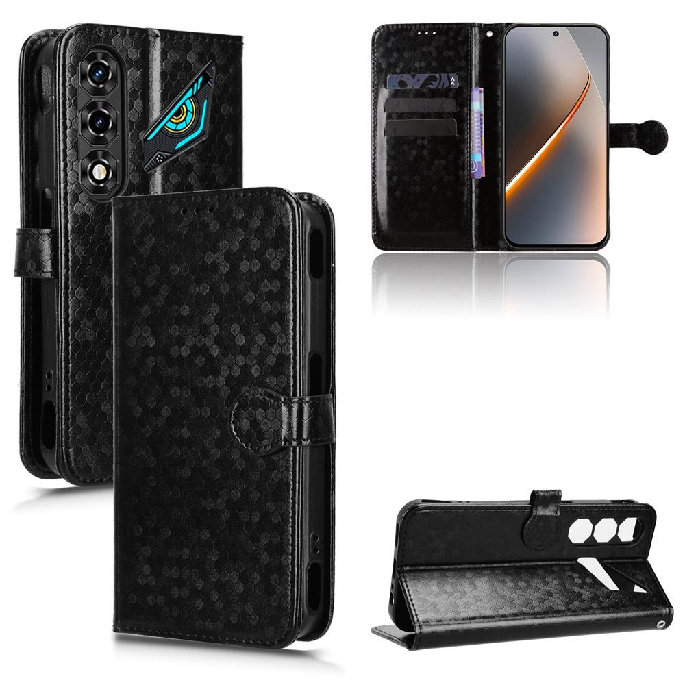 For ZTE nubia Neo 5 5G Honeycomb Dot Texture Leather Phone Case - Black - EDA006105340A