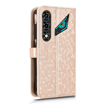 For ZTE nubia Neo 5 5G Honeycomb Dot Texture Leather Phone Case - Gold - EDA006105340B