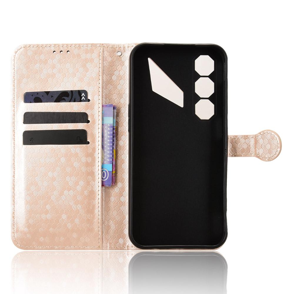 For ZTE nubia Neo 5 5G Honeycomb Dot Texture Leather Phone Case - Gold - EDA006105340B