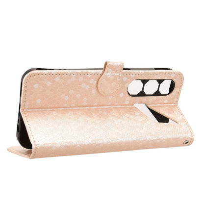 For ZTE nubia Neo 5 5G Honeycomb Dot Texture Leather Phone Case - Gold - EDA006105340B