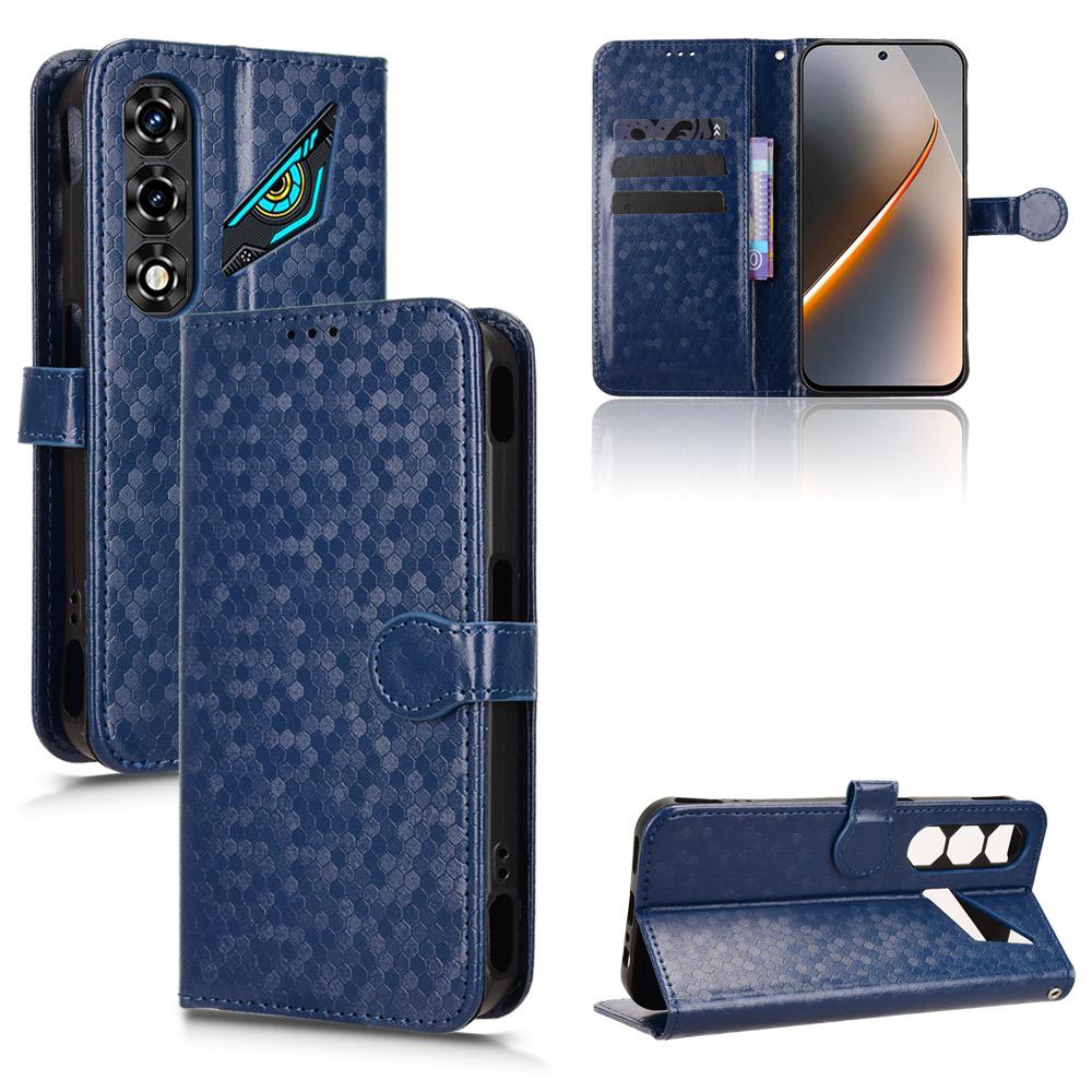 For ZTE nubia Neo 5 5G Honeycomb Dot Texture Leather Phone Case - Blue - EDA006105340C