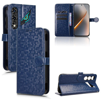 For ZTE nubia Neo 5 5G Honeycomb Dot Texture Leather Phone Case - Blue - EDA006105340C