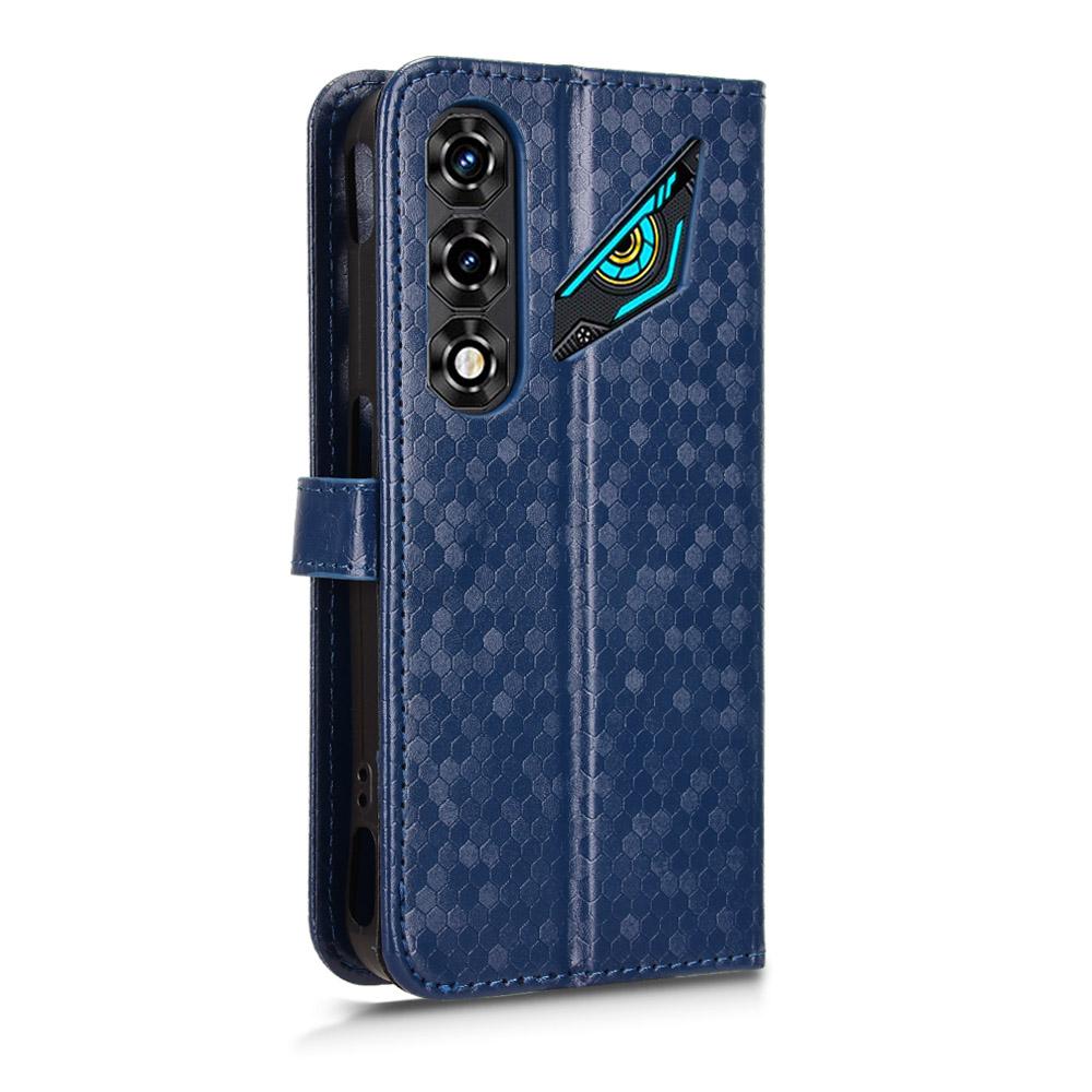 For ZTE nubia Neo 5 5G Honeycomb Dot Texture Leather Phone Case - Blue - EDA006105340C