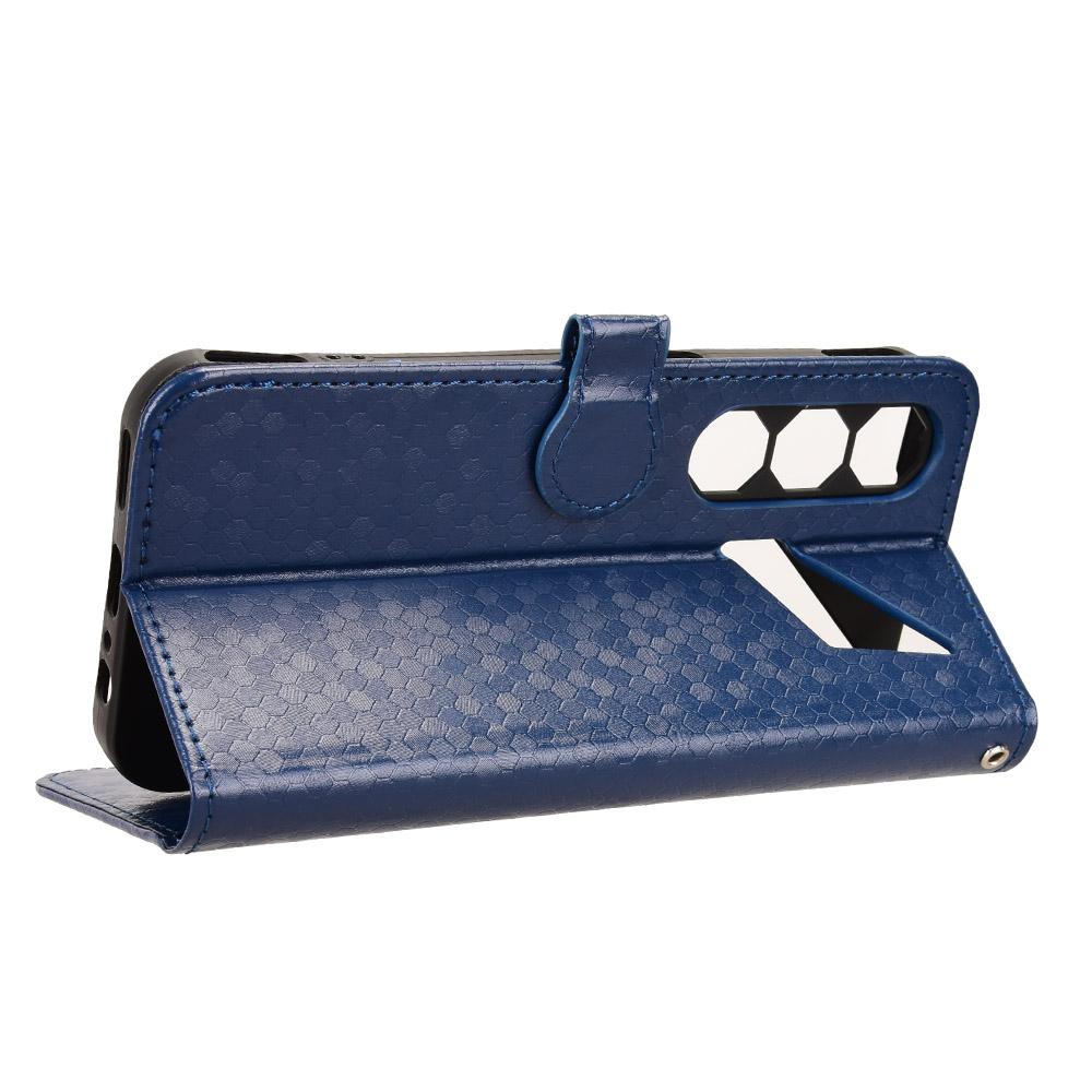 For ZTE nubia Neo 5 5G Honeycomb Dot Texture Leather Phone Case - Blue - EDA006105340C
