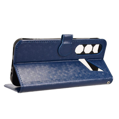 For ZTE nubia Neo 5 5G Honeycomb Dot Texture Leather Phone Case - Blue - EDA006105340C