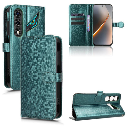 For ZTE nubia Neo 5 5G Honeycomb Dot Texture Leather Phone Case - Green - EDA006105340D