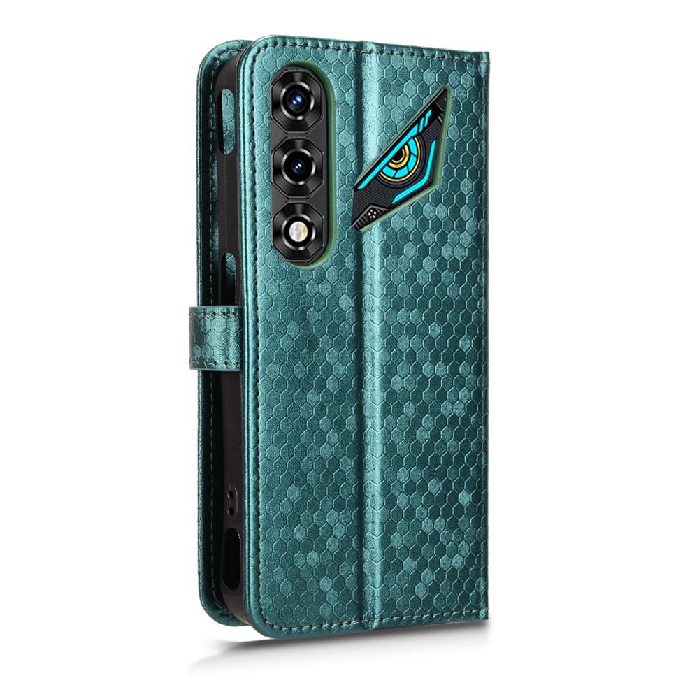 For ZTE nubia Neo 5 5G Honeycomb Dot Texture Leather Phone Case - Green - EDA006105340D