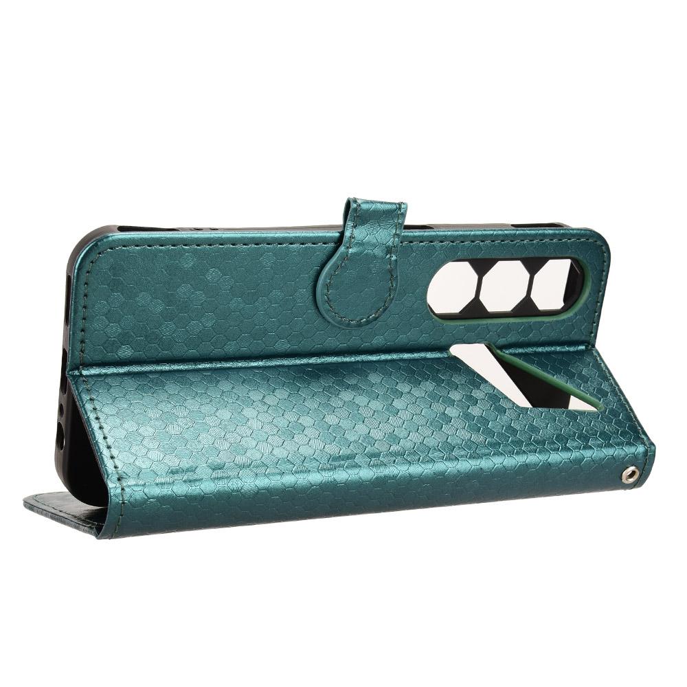 For ZTE nubia Neo 5 5G Honeycomb Dot Texture Leather Phone Case - Green - EDA006105340D