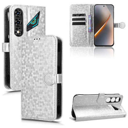 For ZTE nubia Neo 5 5G Honeycomb Dot Texture Leather Phone Case - Silver - EDA006105340E