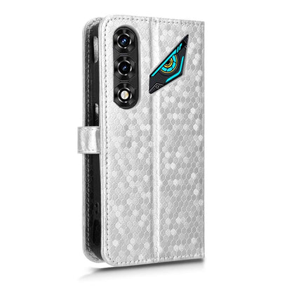 For ZTE nubia Neo 5 5G Honeycomb Dot Texture Leather Phone Case - Silver - EDA006105340E