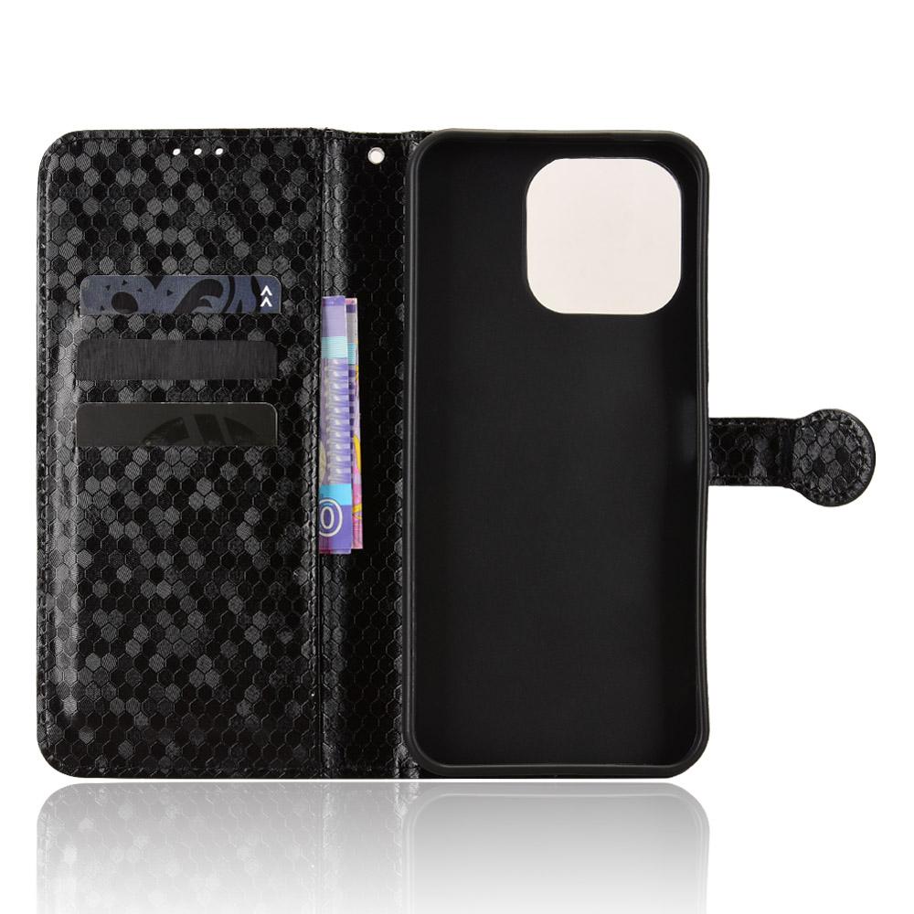 For OnePlus N6 4G Honeycomb Dot Texture Leather Phone Case - Black - EDA006105415A