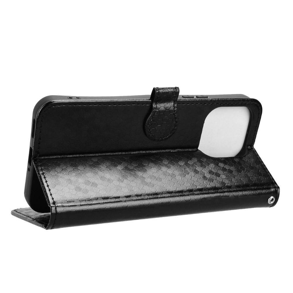 For OnePlus N6 4G Honeycomb Dot Texture Leather Phone Case - Black - EDA006105415A