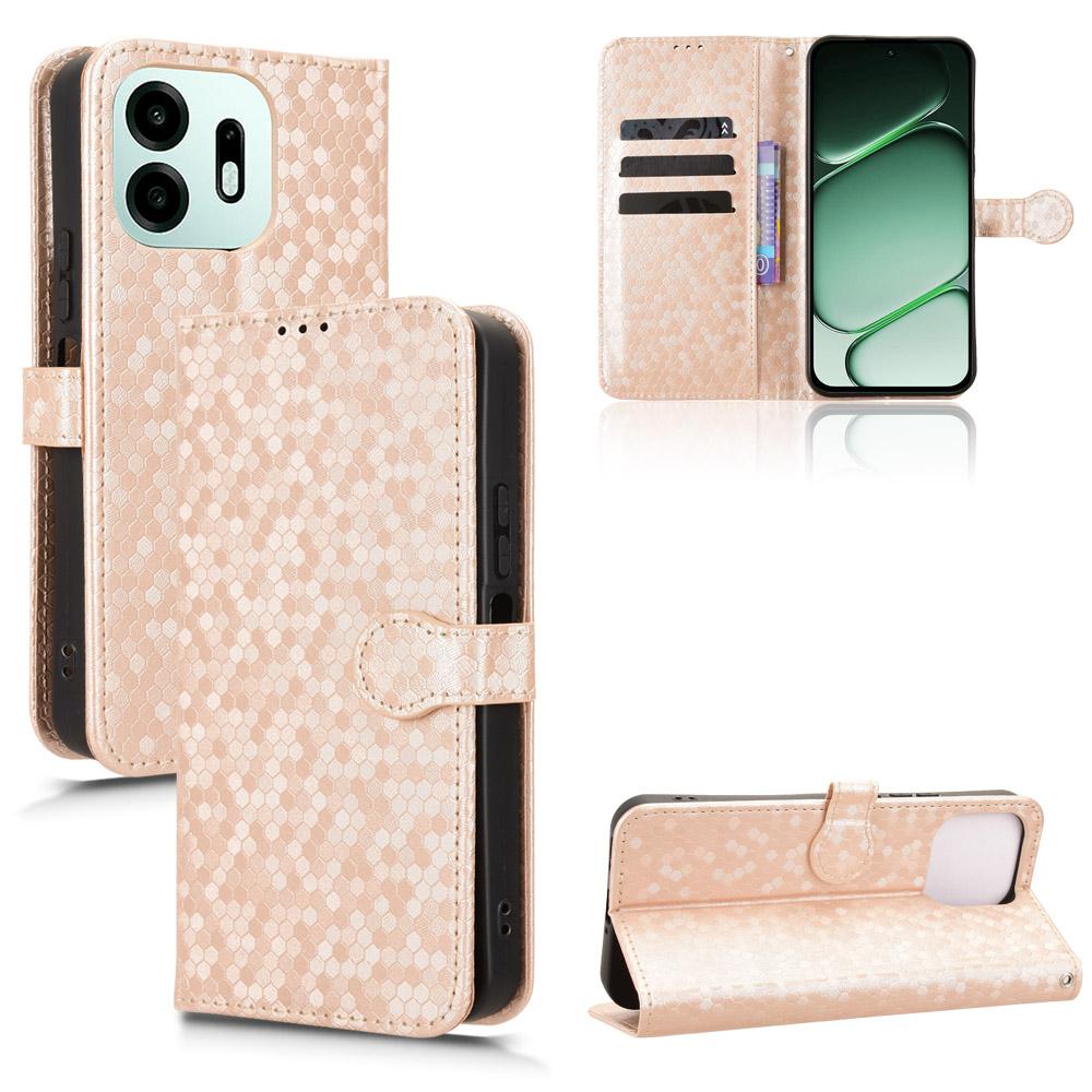 For OnePlus N6 4G Honeycomb Dot Texture Leather Phone Case - Gold - EDA006105415B