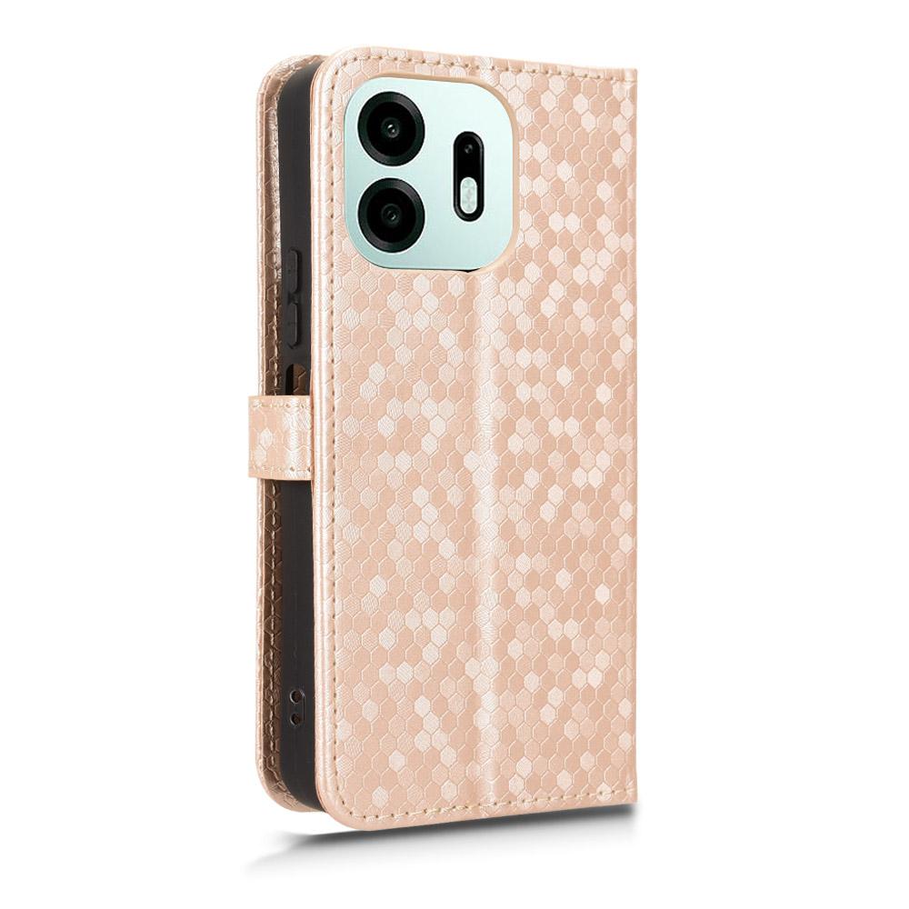 For OnePlus N6 4G Honeycomb Dot Texture Leather Phone Case - Gold - EDA006105415B