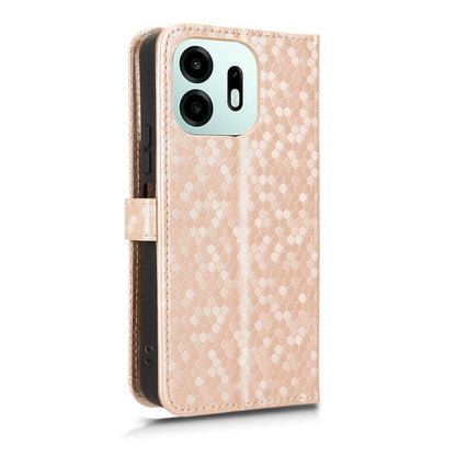 For OnePlus N6 4G Honeycomb Dot Texture Leather Phone Case - Gold - EDA006105415B