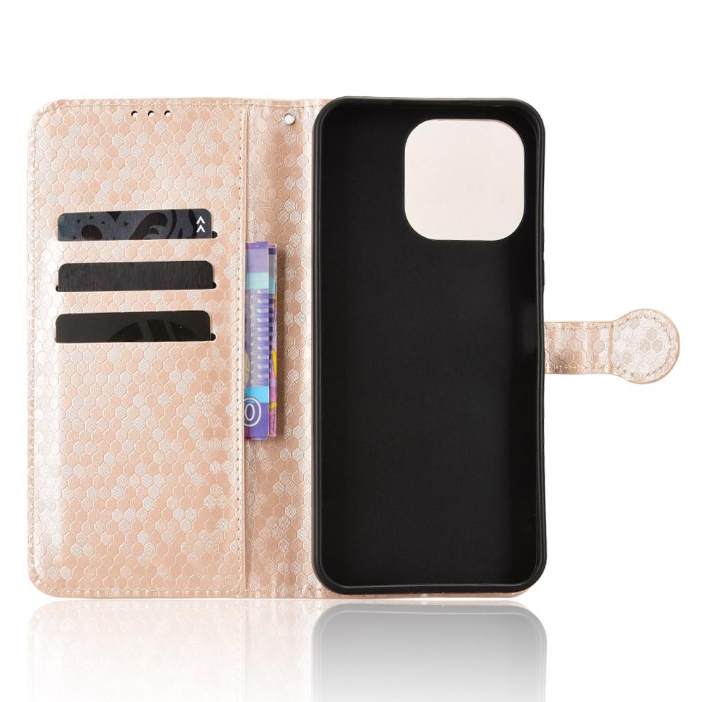 For OnePlus N6 4G Honeycomb Dot Texture Leather Phone Case - Gold - EDA006105415B