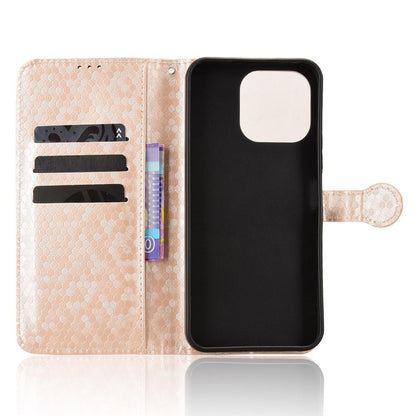 For OnePlus N6 4G Honeycomb Dot Texture Leather Phone Case - Gold - EDA006105415B