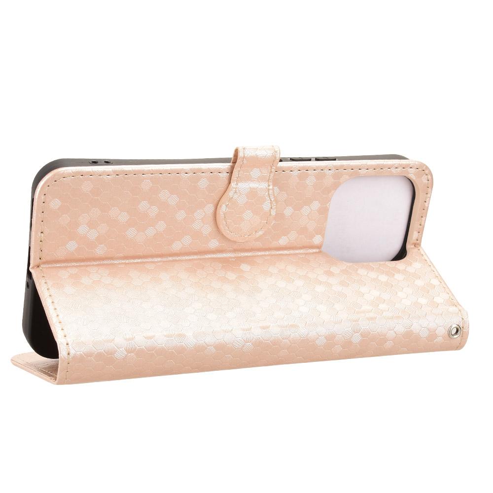 For OnePlus N6 4G Honeycomb Dot Texture Leather Phone Case - Gold - EDA006105415B