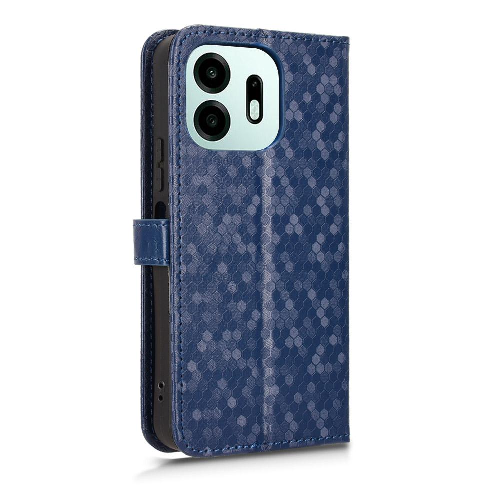 For OnePlus N6 4G Honeycomb Dot Texture Leather Phone Case - Blue - EDA006105415C