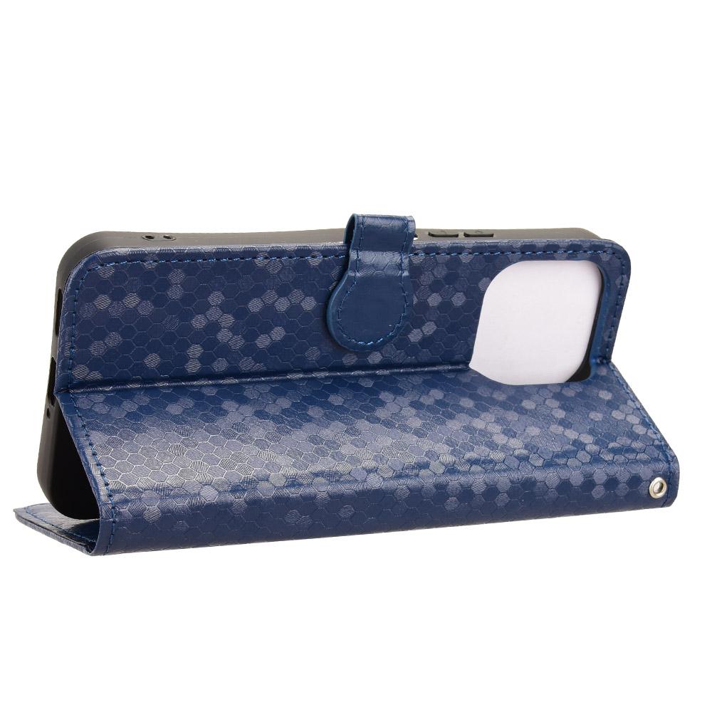 For OnePlus N6 4G Honeycomb Dot Texture Leather Phone Case - Blue - EDA006105415C
