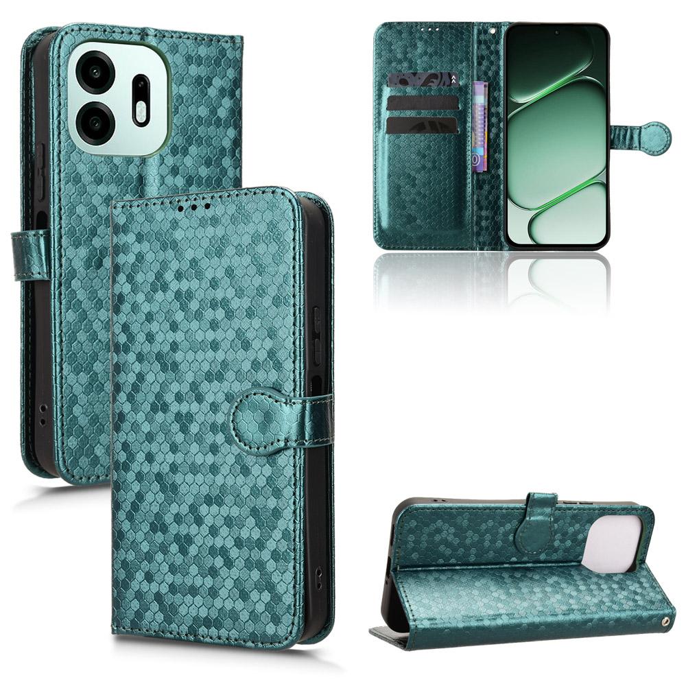 For OnePlus N6 4G Honeycomb Dot Texture Leather Phone Case - Green - EDA006105415D