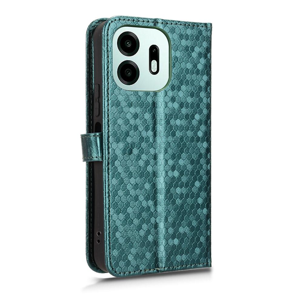 For OnePlus N6 4G Honeycomb Dot Texture Leather Phone Case - Green - EDA006105415D