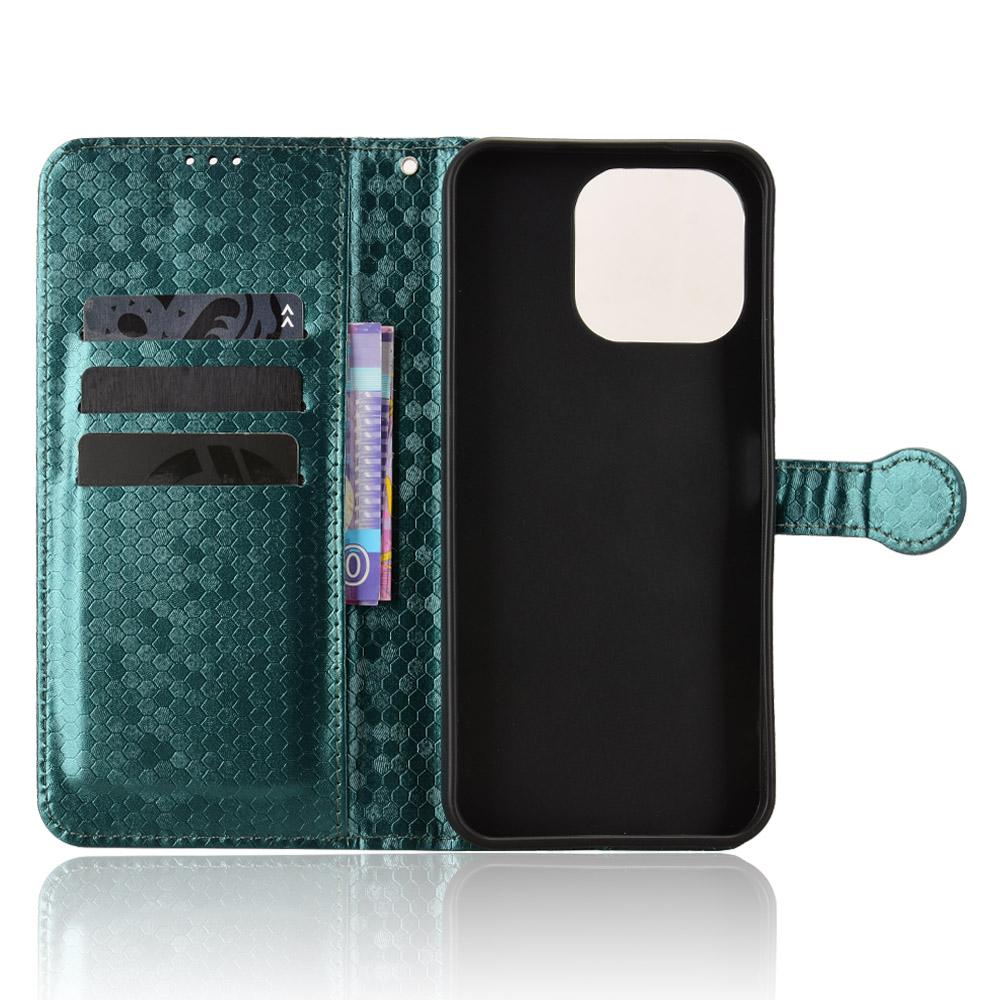 For OnePlus N6 4G Honeycomb Dot Texture Leather Phone Case - Green - EDA006105415D