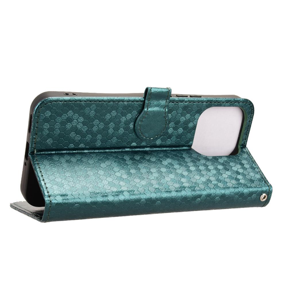 For OnePlus N6 4G Honeycomb Dot Texture Leather Phone Case - Green - EDA006105415D