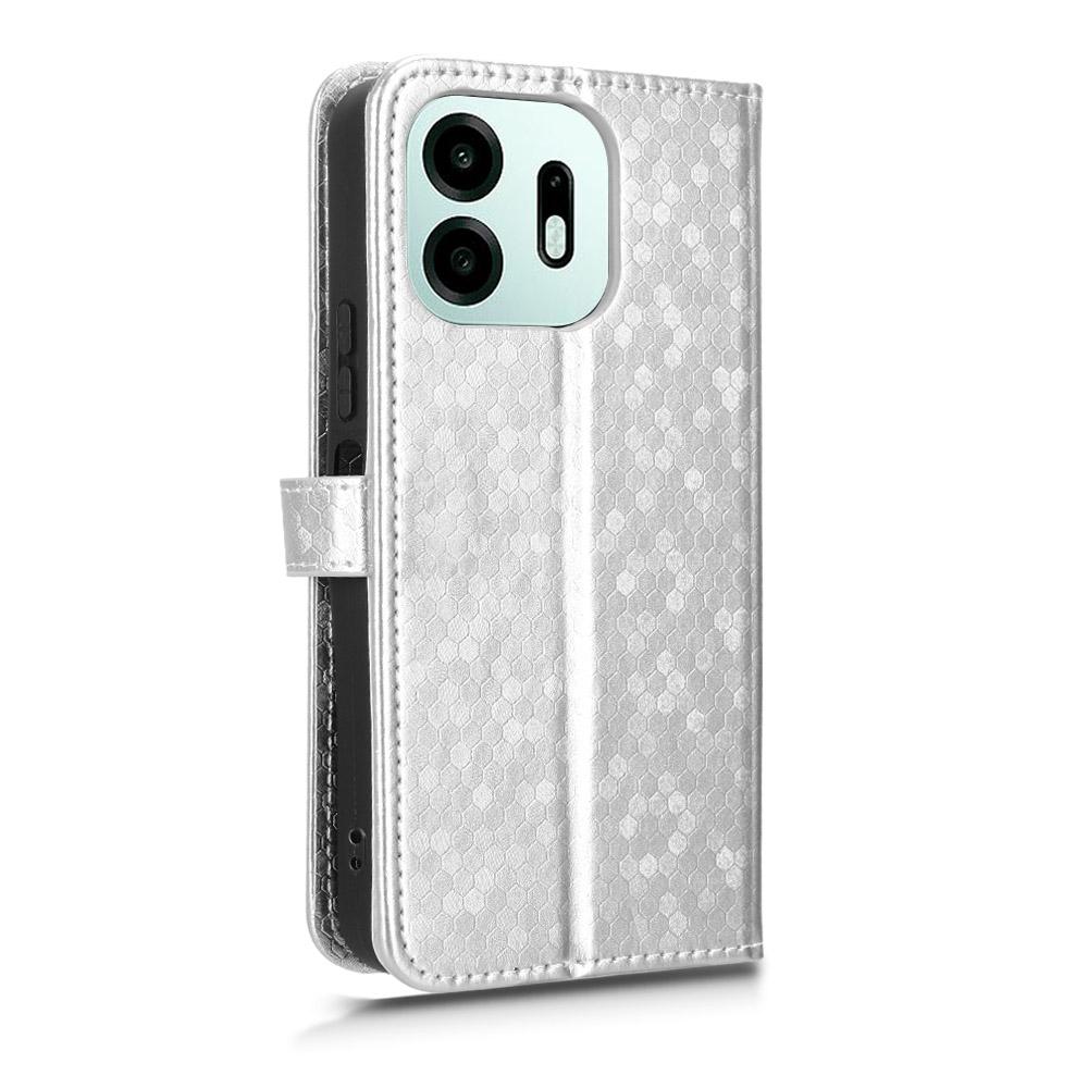 For OnePlus N6 4G Honeycomb Dot Texture Leather Phone Case - Silver - EDA006105415E