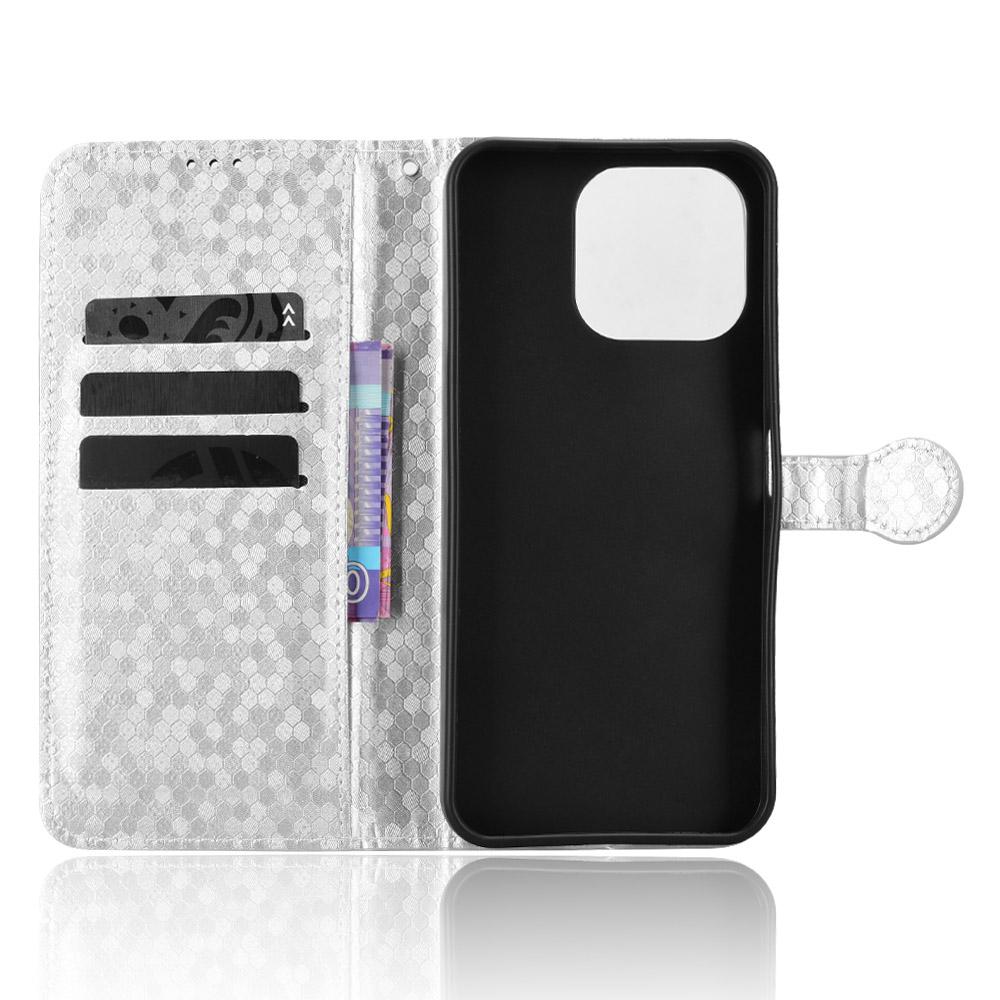 For OnePlus N6 4G Honeycomb Dot Texture Leather Phone Case - Silver - EDA006105415E
