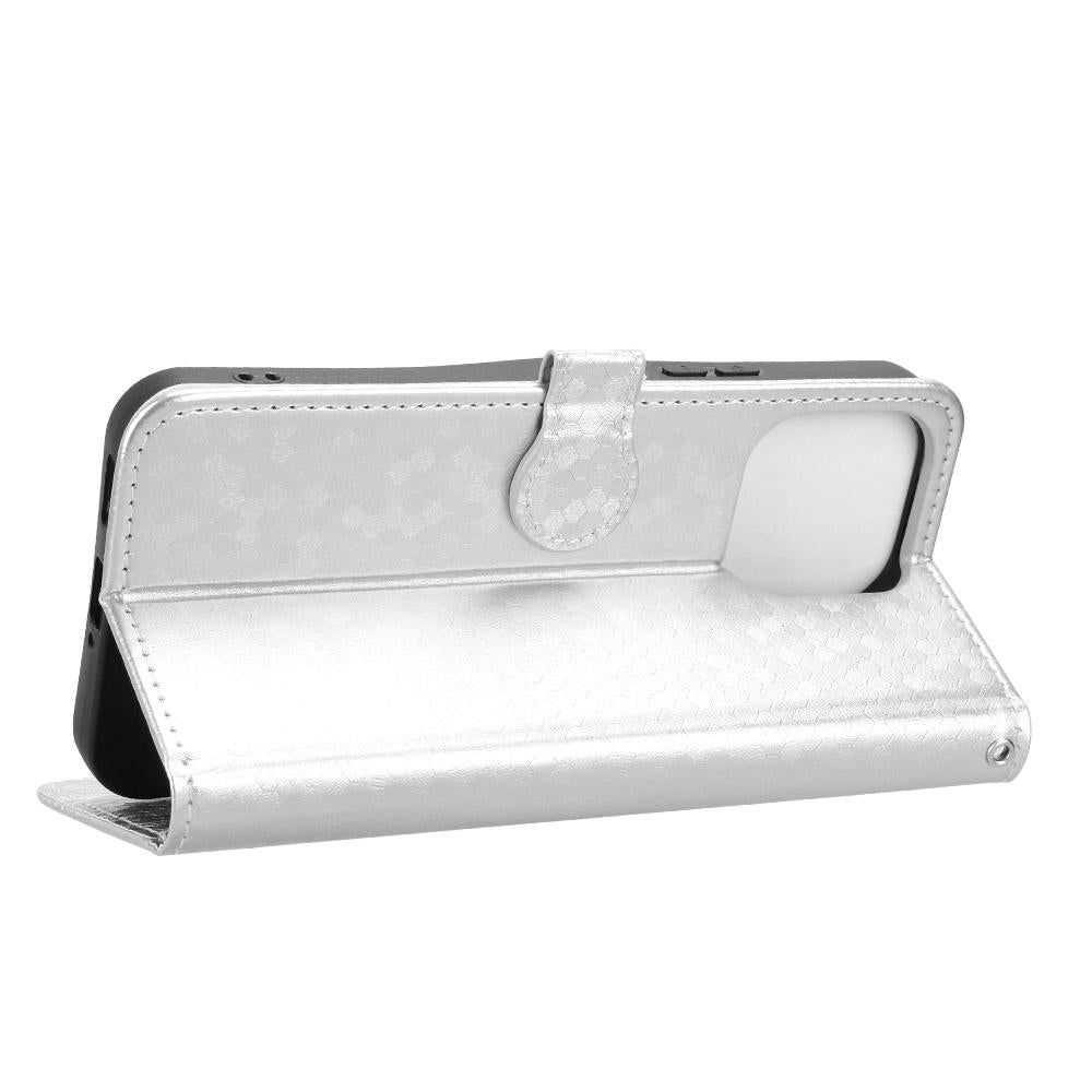 For OnePlus N6 4G Honeycomb Dot Texture Leather Phone Case - Silver - EDA006105415E