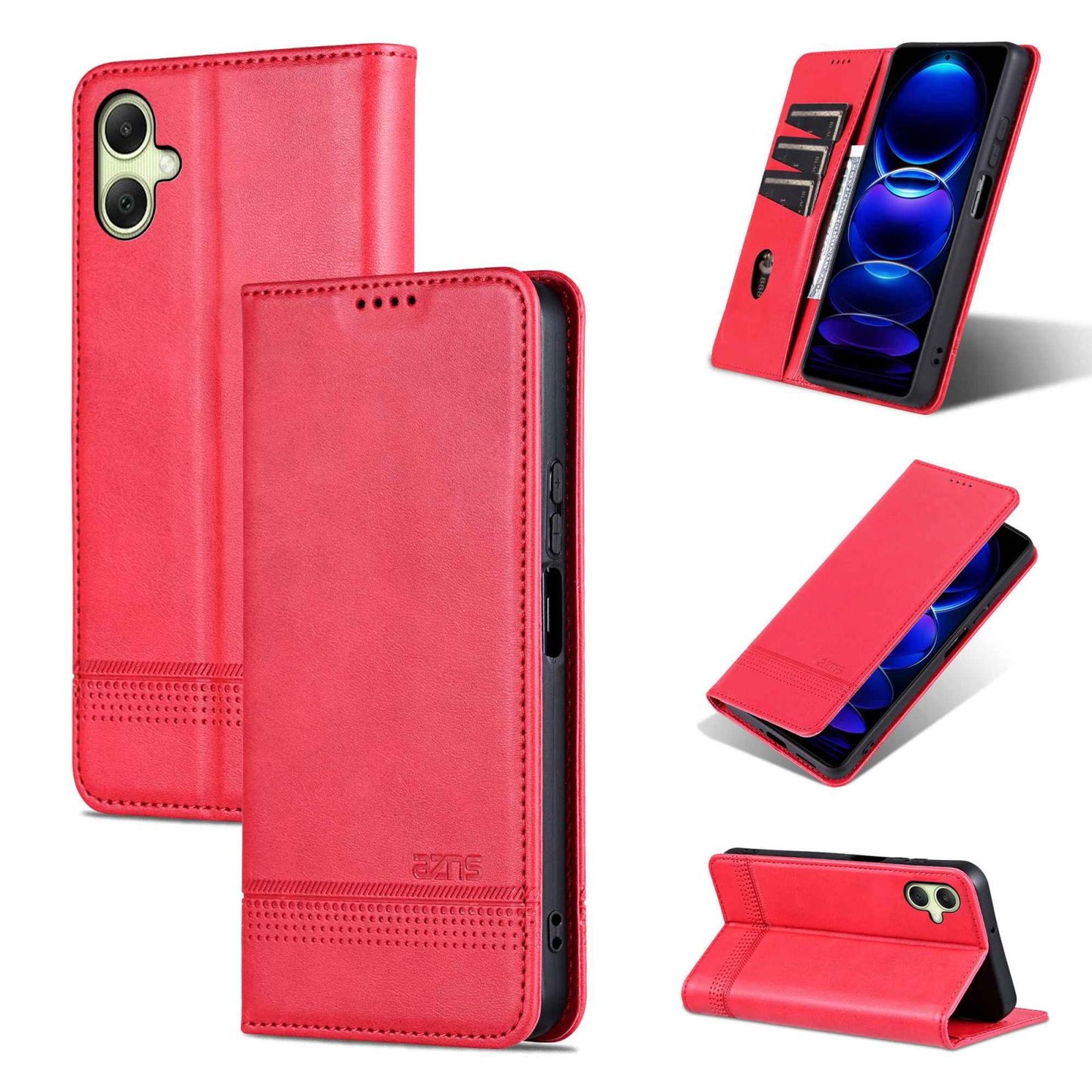 For Galaxy A08 5G/A07 5G AZNS Magnetic Calf Texture Flip Leather Phone Case(Red)