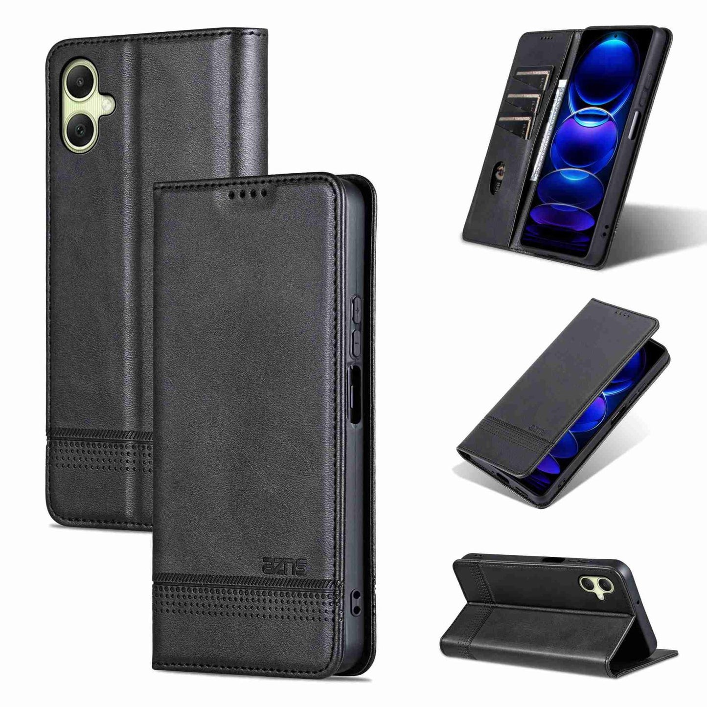 For Galaxy A08 5G/A07 5G AZNS Magnetic Calf Texture Flip Leather Phone Case(Black)