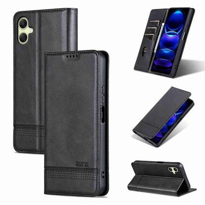 For Galaxy A08 5G/A07 5G AZNS Magnetic Calf Texture Flip Leather Phone Case(Black)